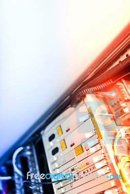 Fiber Optic With Servers In A Technology Data Center Stock Photo