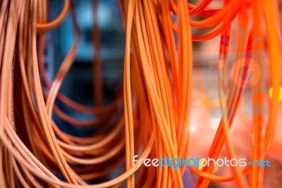 Fiber Optic With Servers In A Technology Data Center Stock Photo