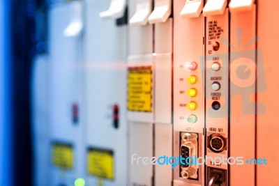 Fiber Optic With Servers In A Technology Data Center Stock Photo