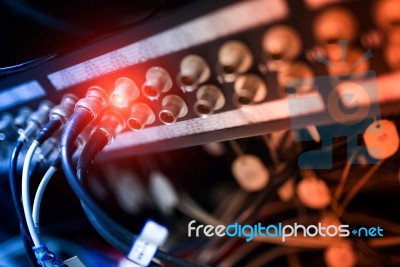 Fiber Optic With Servers In A Technology Data Center Stock Photo