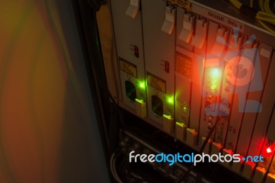 Fiber Optic With Servers In A Technology Data Center Stock Photo