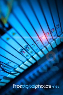 Fiber Optic With Servers In A Technology Data Center Stock Photo