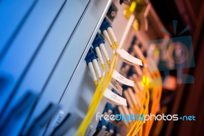 Fiber Optic With Servers In A Technology Data Center Stock Photo