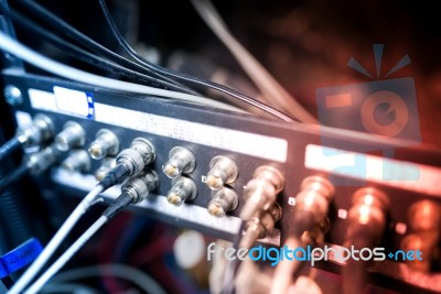 Fiber Optic With Servers In A Technology Data Center Stock Photo