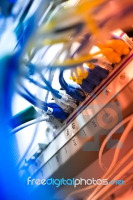 Fiber Optic With Servers In A Technology Data Center Stock Photo