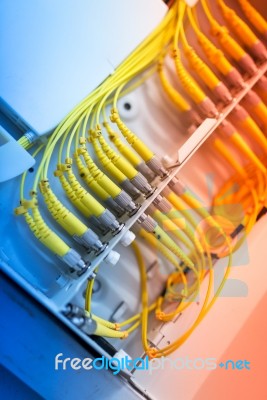 Fiber Optic With Servers In A Technology Data Center Stock Photo