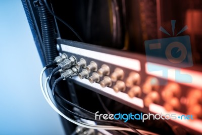 Fiber Optic With Servers In A Technology Data Center Stock Photo