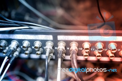 Fiber Optic With Servers In A Technology Data Center Stock Photo