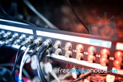 Fiber Optic With Servers In A Technology Data Center Stock Photo