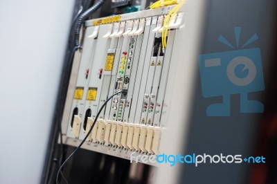 Fiber Optic With Servers In A Technology Data Center Stock Photo