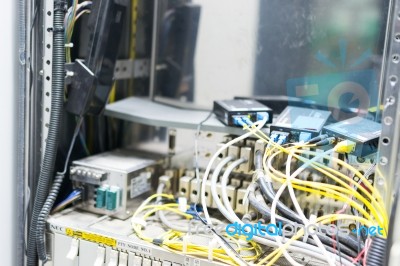 Fiber Optic With Servers In A Technology Data Center Stock Photo