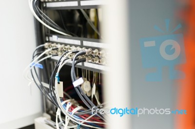 Fiber Optic With Servers In A Technology Data Center Stock Photo