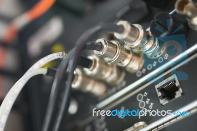 Fiber Optic With Servers In A Technology Data Center Stock Photo