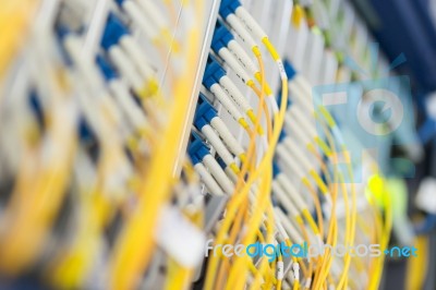 Fiber Optic With Servers In A Technology Data Center Stock Photo