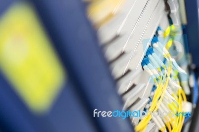 Fiber Optic With Servers In A Technology Data Center Stock Photo