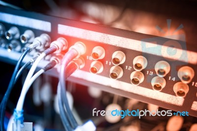 Fiber Optic With Servers In A Technology Data Center Stock Photo