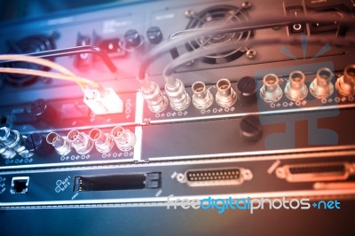 Fiber Optic With Servers In A Technology Data Center Stock Photo