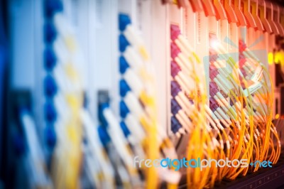 Fiber Optic With Servers In A Technology Data Center Stock Photo