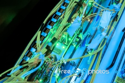 Fiber Optic With Servers In A Technology Data Center Stock Photo