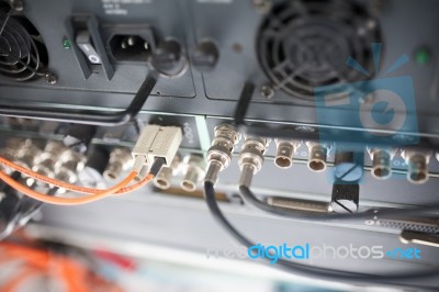 Fiber Optic With Servers In A Technology Data Center Stock Photo