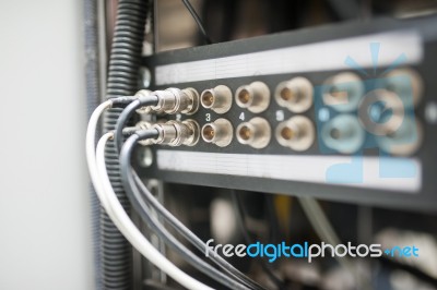 Fiber Optic With Servers In A Technology Data Center Stock Photo