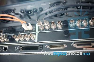 Fiber Optic With Servers In A Technology Data Center Stock Photo