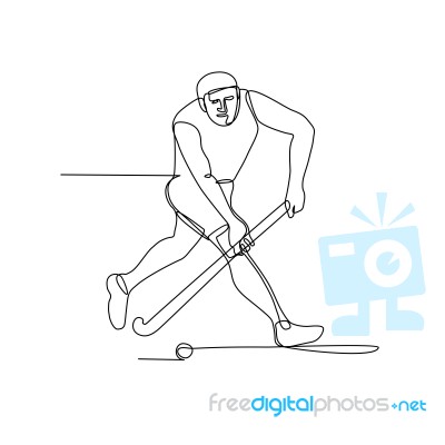 Field Hockey Player Continuous Line Stock Image