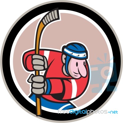 Field Hockey Player With Stick Cartoon Stock Image