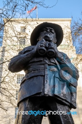 Field Marshall The Viscount Slim Statue In Whirehall Stock Photo