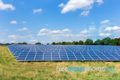 Field With Lots Of Solar Collectors Stock Photo