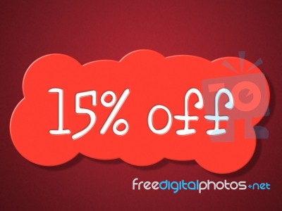 Fifteen Percent Off Indicates Promotion Save And Offer Stock Image