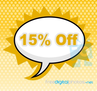 Fifteen Percent Off Indicates Sign Promotion And Placard Stock Image