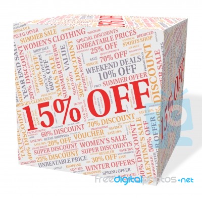 Fifteen Percent Off Represents Cheap Promotion And Sale Stock Image