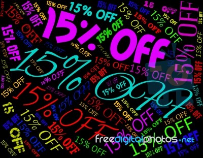 Fifteen Percent Off Represents Closeout Sales And Promo Stock Image