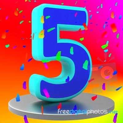 Fifth Anniversary Means Birthday Party And 5th Stock Image