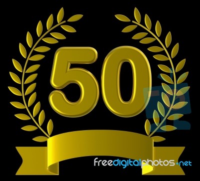 Fiftieth Birthday Means Happy Party And Congratulations Stock Image