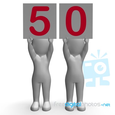 Fifty Banners Mean Anniversary Or Birthday Stock Image