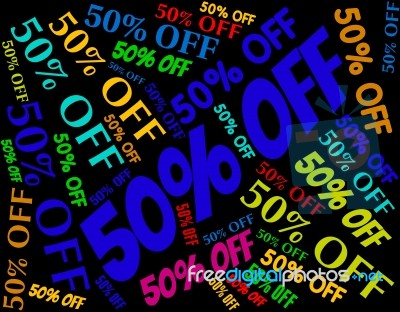 Fifty Percent Off Represents Promo Promotion And Discount Stock Image