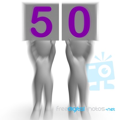 Fifty Placards Mean Anniversary Or Birthday Stock Image