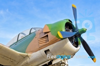 Fighter Aircraft In World War 2 On Sky Background Stock Photo