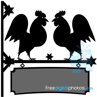 Fighting Roosters Sign Stock Image