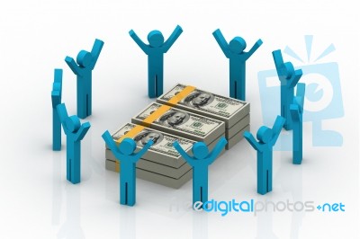 Figure Around Dollar Sign Stock Image