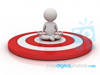 Figure Doing Meditation On Dartboard Stock Image