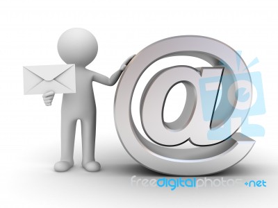 Figure Holding Envelope With Email Stock Image