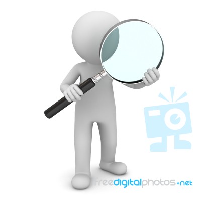 Figure Holding Magnifying Glass Stock Image