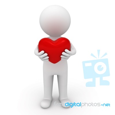 Figure Holding Red Heart Stock Image