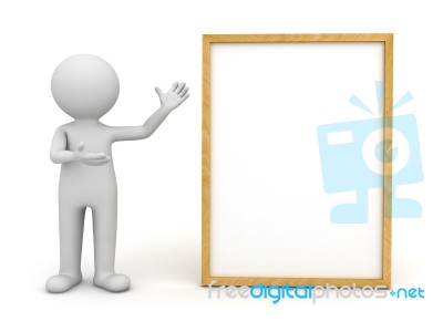 Figure Presenting Blank Board Stock Image