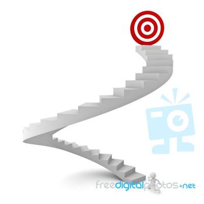 Figure Running To The Target On Top Stock Image