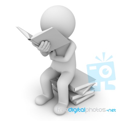 Figure Sitting And Reading Book Stock Image