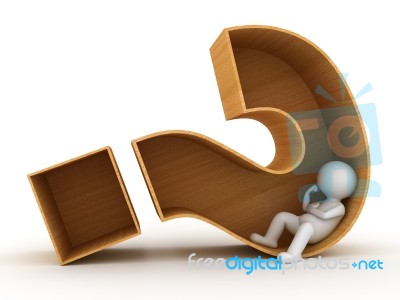 Figure Sitting In Question Mark Stock Image